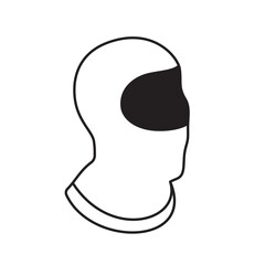 Minimalistic image of a balaclava with a darkened eye area on a white background.