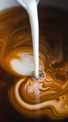 Cup of coffee with milk poured into it
