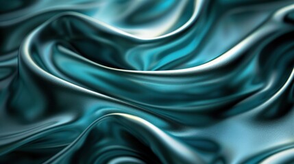 Obraz premium Flowing Teal Elegance: Luxurious Silk Fabric in Gentle Waves