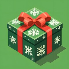 gift box with green ribbon