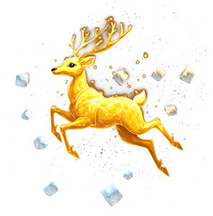 Happy and festive golden elk