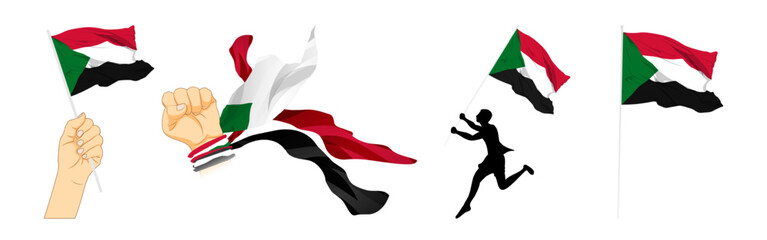 Vector illustration of Sudan flag composition on transparent background
