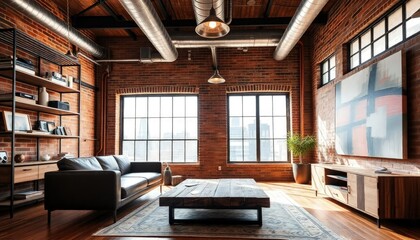 Industrial Style - Industrial Concept Living Room Interior Design - Hotel Living Room - Apartment Living Room Interior - Interior Design