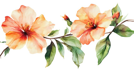 Watercolor floral illustration set with delicate flowers and leaves, isolated on white background. Soft watercolor floral bouquet set, vibrant blooms and greenery, isolated on white background