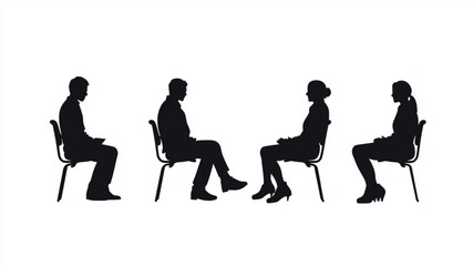 Architectural side view of seated people, designed for elevation plans. Vector icon