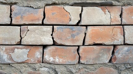 Obraz premium Cracked Brick Wall Showing Significant Deterioration