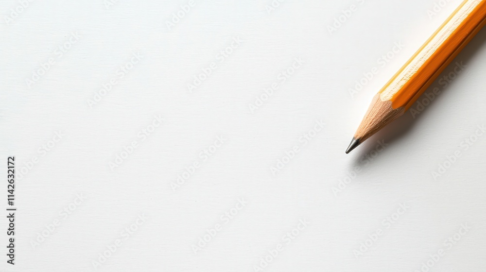 Poster a close-up of blank note paper in a spiral notebook, with a pencil resting on the side