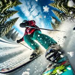 snowboarder jumping in the snow