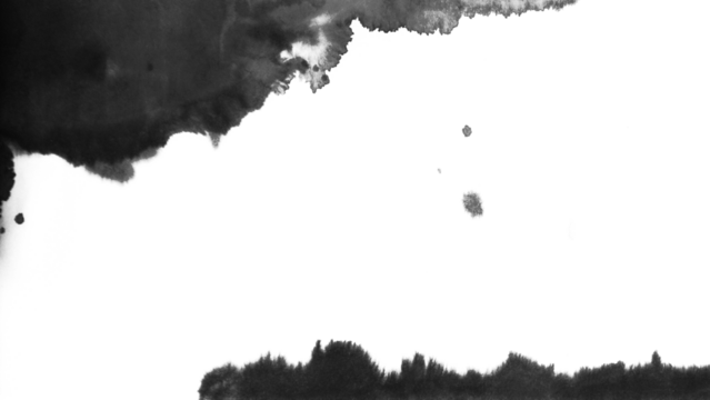 Ink wash texture. Abstract black ink. Watercolor illustration with transparent background.