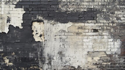 Obraz premium Weathered Brick Wall Showing Aged Paint and Texture