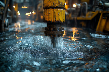Men working hard in the oil and gas industry, engaged in tough manual labor. The scene captures the intensity of their work, showcasing the machinery, tools, and grit required for this demanding field