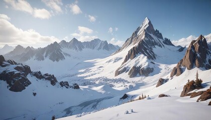 Obraz premium MONTAGNE du GARLABAN avec les CROCHETS de neige, garlaban, neige, alpine landscape