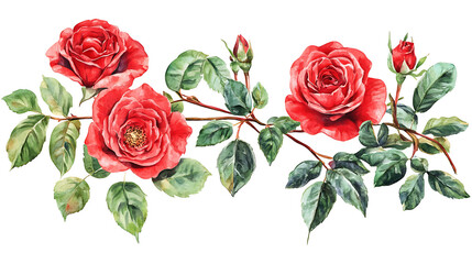 Naklejka premium Watercolor floral illustration set with delicate flowers and leaves, isolated on white background. Soft watercolor floral bouquet set, vibrant blooms and greenery, isolated on white background