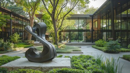 Modern Architecture Meets Nature: A Serene Courtyard Oasis
