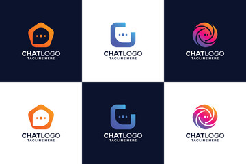 Set Of Unique chat logo design.