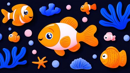 Fototapeta premium Vibrant Ocean Waves and Colorful Underwater Life