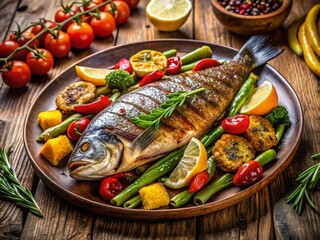 Grilled Fish Dinner: Delicious Seafood Recipe with Roasted Vegetables
