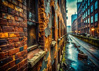 Fototapeta premium Grungy Urban Texture, High Depth of Field Photography, Industrial Decay, Rough Surface, Detailed Background, Street Photography, Gritty, Weathered Walls, Abstract Grunge, 