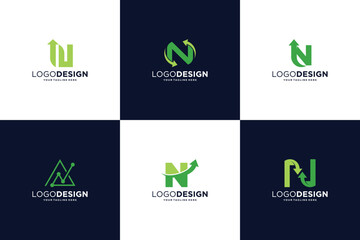 Set of letter N business marketing logo design