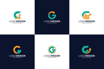 Letter G logo design collection with financial concept