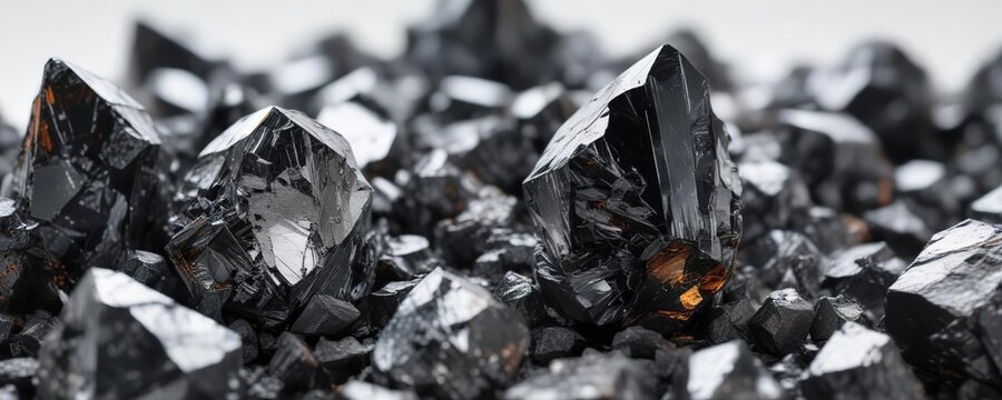 Shiny wolframite crystal isolated on white background, crystal, white background, mineral, raw