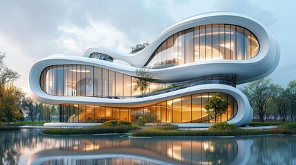 Obraz premium A Vision of Modern Architecture and Tranquil Living Embracing Nature's Beauty