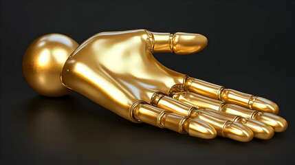 Naklejka premium Golden Robotic Hand 3D Render