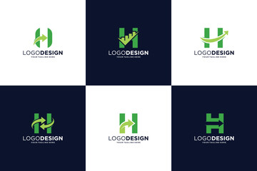 Set Of Letter H financial logo design