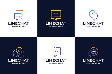 Bubble chat with line art logo design