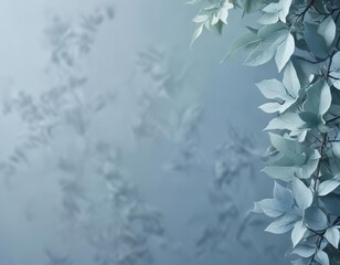 Soft blue gradient background with subtle leaf patterns and natural elements, leaf pattern, blue gradient, organic textures