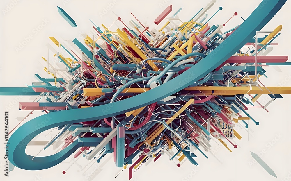 Poster abstract colorful lines vector background internet big data and technology connections concept abstr