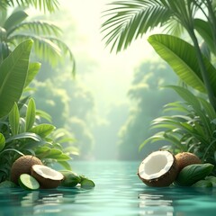 Obraz premium Radiant Garden Bliss: Peptides, Cucumber Extract & Coconut Water Face Balm for Natural Refreshed Beauty