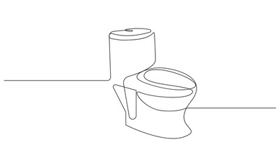 Toilet icon high commode one continuous simple line drawing concept of hygienic minimalist