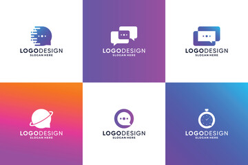 Flat chat logo design collection