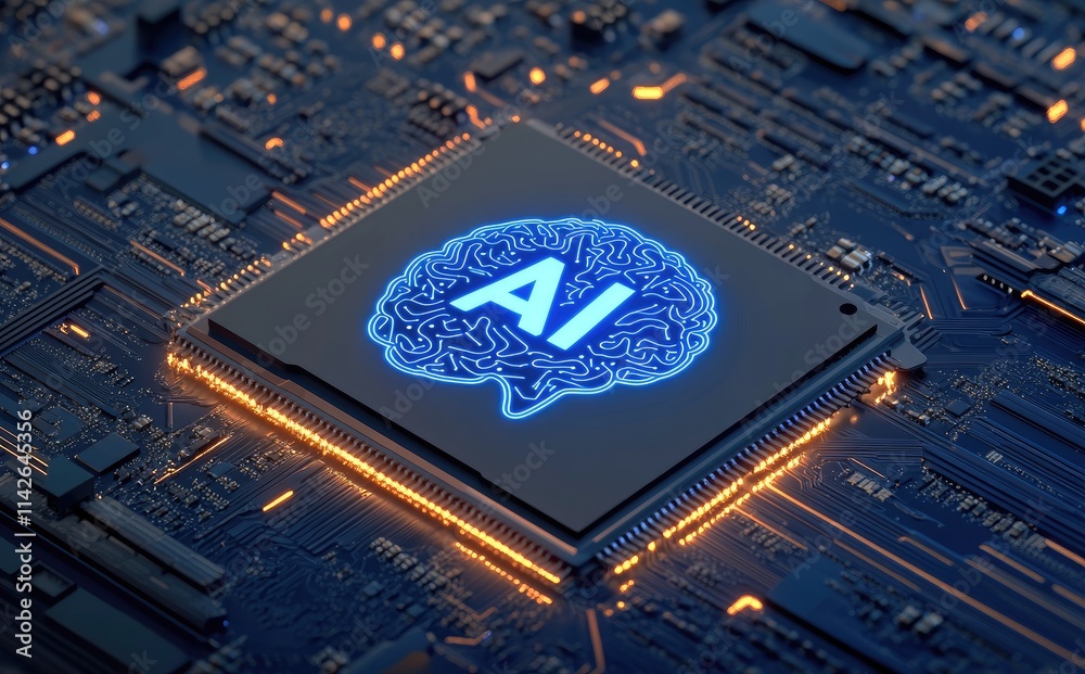 Poster A 3D rendering of a glowing blue 