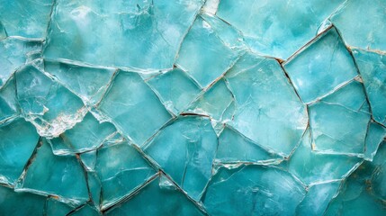Obraz premium Shattered teal glass pieces form an abstract design