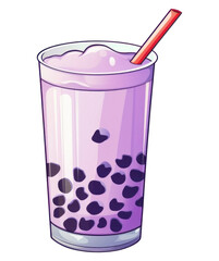PNG Taro milk tea cartoon drink