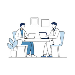 two business man are sitting on office dask, vector art, 