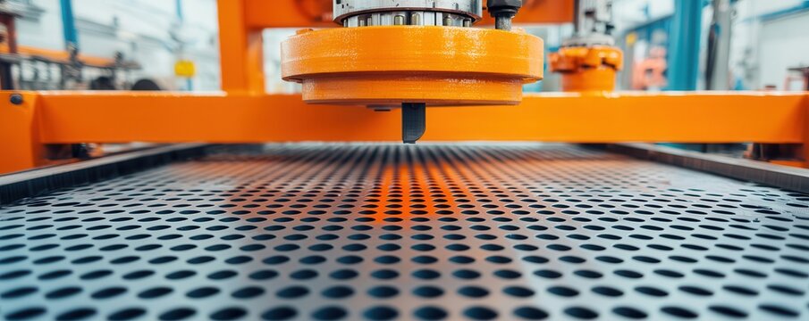High tech machine pressing composite material perforated surface