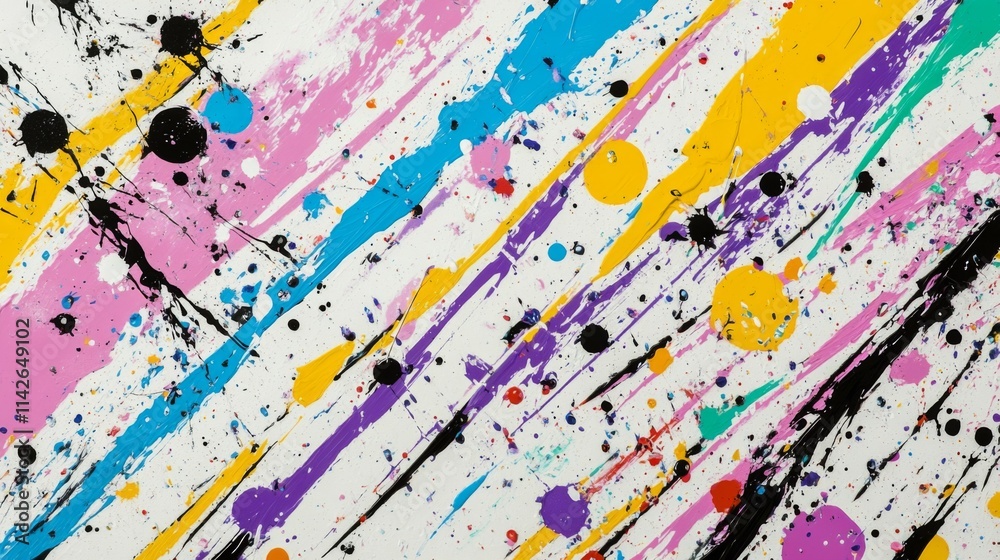 Aufkleber Colorful Abstract Paint Splashes on Canvas Background