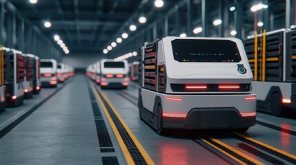 Autonomous vehicles advanced logistics hub, showcasing innovation