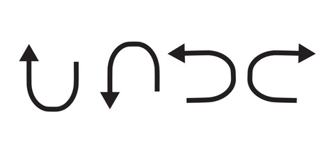 go straight this way one way only u turn left and right black arrow sign vector illustration.