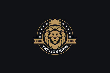 Golden Royal Lion King Logo Design. Lion Emblem Logo Design
