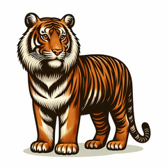 Obraz premium A striking illustration of a male Sundanese tiger showcasing its vivid orange and black stripes.