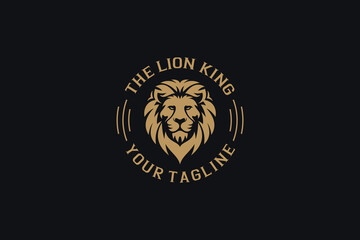 Golden Royal Lion King Logo Design. Lion Emblem Logo Design
