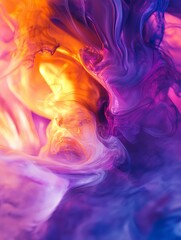 Obraz premium Dynamic Fluid Art with Fiery Orange and Deep Violet - Made with Generative AI