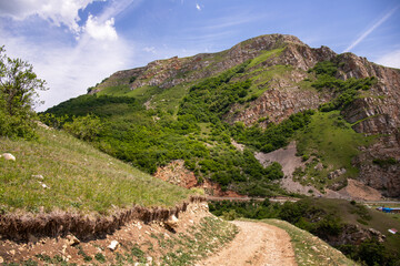 Dirt road high in the beautiful mountains.
