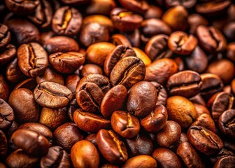 Fototapeta premium High-Resolution Coffee Beans, Isolated, Macro Photography, Brown Coffee Beans, Roasted Coffee Beans, Coffee Bean Detail, Closeup Coffee Beans, Depth of Field, Coffee Bean Texture