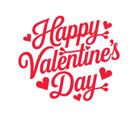 Happy valentines day lettering typography design. Valentines day calligraphy with hearts. Stylish valentines day greeting vector text.