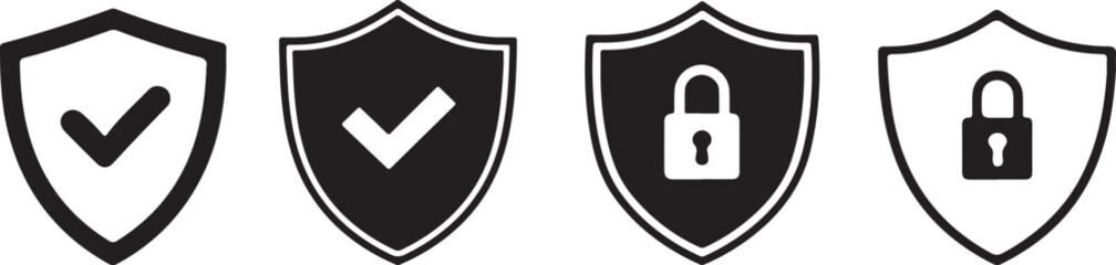 Shield and sword security logo icon for web and technology design
